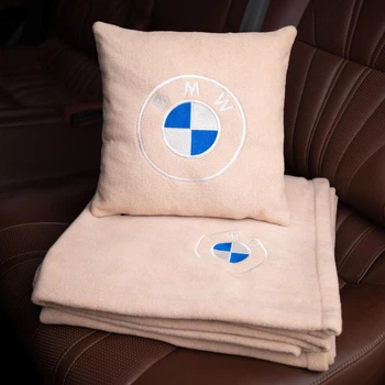 Флисовый набор плед с подушкой бежевый BMW, AUTO COMFORT