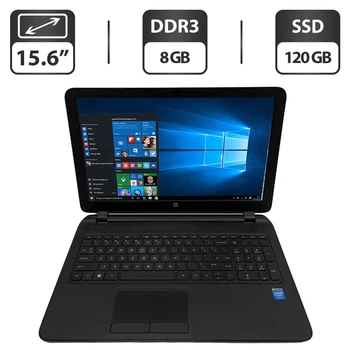 Ноутбук HP 15-f209wm / 15.6" (1366x768) TN / Intel Celeron N2840 (2 ядра по 2.16 - 2.58 GHz) / 8 GB DDR3 / 120 GB SSD / Intel HD Graphics / WebCam / HDMI / Windows 10 Pro б/у