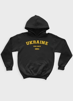 Худі MODNO з патріотичним принтом UKRAINE 158 см Чорний (HDKids-001-1-BL-005-1-016-G)