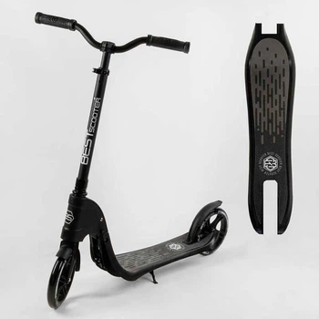 Самокат дитячий двоколісний підлітковий від 8 років чорний 74077 Best Scooter