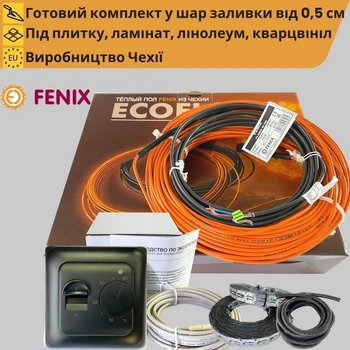 Теплый пол комплект Fenix ADSV 18 160 Вт+ терморегулятор механический черный. Тёплый пол в стяжку 0,9м² - 1,4м²