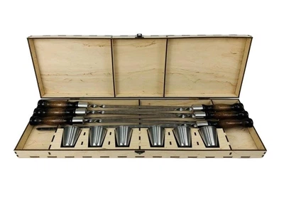 Набір шампурів Grill Master Вуд з чарками в кейсі з фанери (21-10-NB-3003)