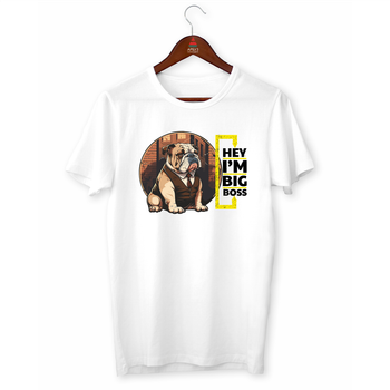 Футболка біла з оригінальним принтом для керівника "Hey I'm Big Boss Dog. Привіт, я Великий Бос" Push IT ФП012329S S