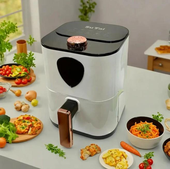 Аэрогриль Su Tai 606 1000W аэрофритюрница безмасляная для приготовления без масла с регулировкой температуры 6 л белая