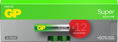 Батарейка лужна GP Super Alkaline AAA Batteries 24A/LR03 1.5V (12-Pack) (4891199218613)