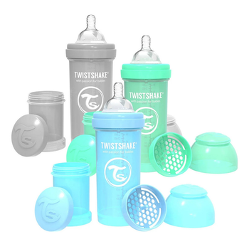 Набір для годування новонароджених Twistshake Value Pack Blue із трьох антиколікових пляшечок 260 мл (78844)