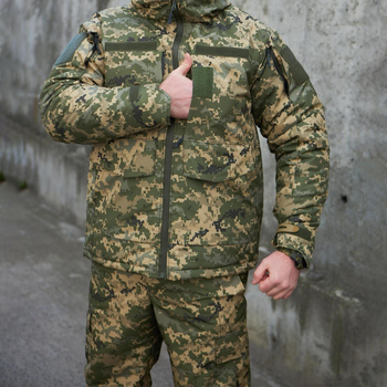 Мужская зимняя куртка до -20 С с синтепоновым утеплителем / Влагозащищенный мембранный Бушлат пиксель размер L
