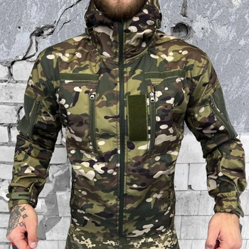 Демисезонная мужская Куртка Softshell на флисе с Капюшоном и Липучками под шевроны мультикам размер 3XL