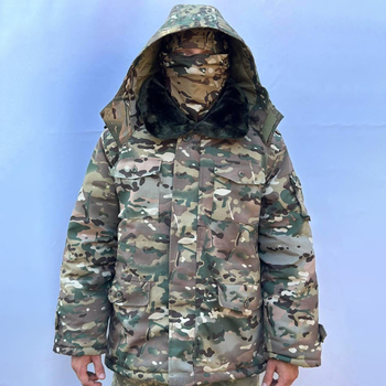 Мужская зимняя Куртка со съемной подкладкой и воротником мультикам / Бушлат на синтепоне размер L