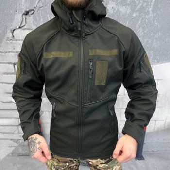 Мужская зимняя куртка SoftShell на флисе олива размер L