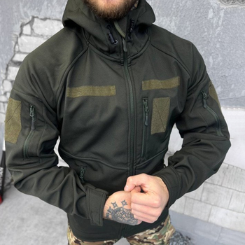 Чоловіча зимова куртка SoftShell на флісі олива розмір 2XL