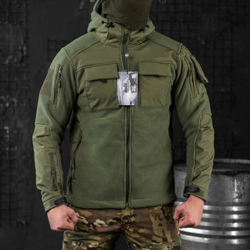 Чоловіча флісова Куртка із вставками Softshell олива розмір 2XL