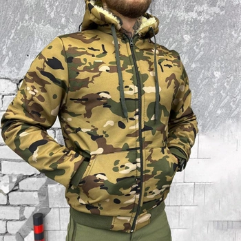 Мужская зимняя куртка Softshell на меху / Верхняя одежда с манжетами мультикам размер 2XL