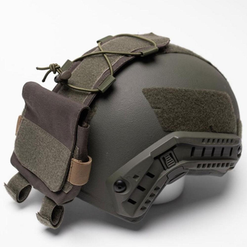 Карман-Противовес с липучками на шлем / Итог типа FAST олива размер 11 х 25 х 3см