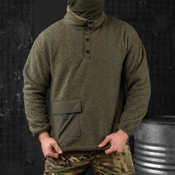 Мужской свитер на меху "Extra Lamb" олива размер L
