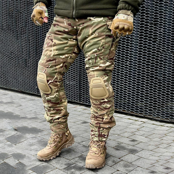 Мужские зимние брюки с наколенниками / Штаны Rip-stop мультикам размер 2XL