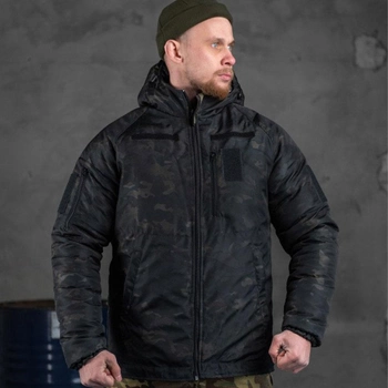 Чоловіча зимова куртка з підкладкою OMNI-HEAT на силіконі чорний мультикам розмір L