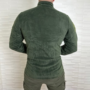 Мужская флисовая кофта с липучками под шевроны темная олива размер M
