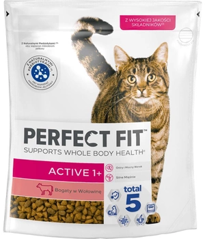 Sucha karma dla kotów Perfect Fit Active 1+ z wołowiną 750 g (5900951307782)