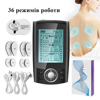 Мышечный электростимулятор, импульсный массажер мышц EMS-MN1080. 36 режимов