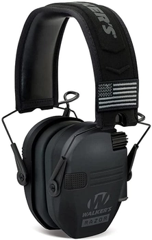 Активні тактичні навушники Walker's Razor Slim Patriot Series з патчами, Чорний