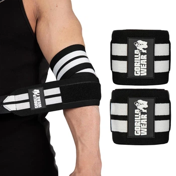 Локтевые бинты Gorilla Wear Elbow Wraps Black/White 120 см