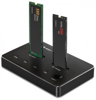 Stacja dokująca Qoltec SSD M.2 SATA PCIe NVMe USB-C DUAL Black