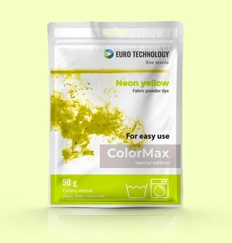 Жовта неонова фарба-барвник для тканини, ColorMax «Neon yellow», 50 г