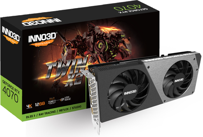Видеокарта Inno3D GeForce RTX4070 TWIN X2, 12GB GDDR6X (N40702-126X-185252N)