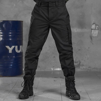 Чоловічі міцні Штани з Накладними кишенями на липучках / Щільні Брюки ріп-стоп чорні розмір M