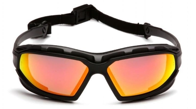 Защитные очки с уплотнителем Pyramex HIGHLANDER Plus (sky red mirror) красные зеркальные