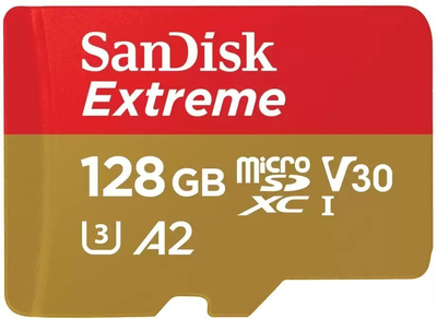 Карта памяти SanDisk Extreme microSDXC UHS I 128GB Class A2 V30 (SDSQXAA-128G-GN6MA)