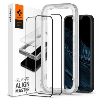 Защитное стекло Spigen для iPhone 14 / 13 / 13 Pro - Glas.tR AlignMaster (2 шт), Black (AGL03387)