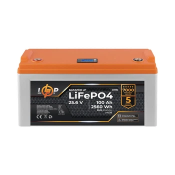 Литий-железо-фосфатный (литий-ферумный) аккумулятор LogicPower LP LiFePO4, LCD, BMS 80A/40А, 25,6 В 100 Ач для ИБП
