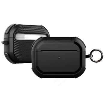Защитный ударопрочный чехол Air Case для беспроводных наушников AirPods Pro / AirPods Pro 2 Black (с карабином)