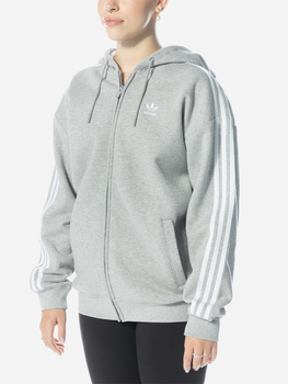 Bluza damska rozpinana streetwear z kapturem długa Adidas Adicolor Classics 3-Stripes Full-Zip Hoodie W "Medium Grey Heather" IK0437 L Szara (4066761398554)