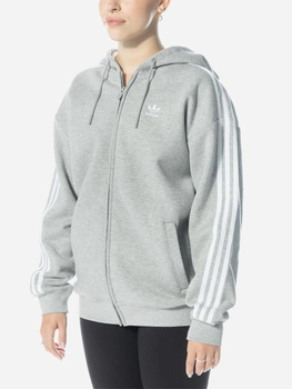 Bluza damska rozpinana streetwear z kapturem długa Adidas Adicolor Classics 3-Stripes Full-Zip Hoodie W "Medium Grey Heather" IK0437 XS Szara (4066761398523)