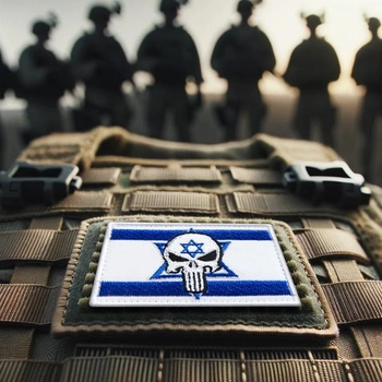 Набір шевронів з липучкою IDEIA Punisher Череп Каратель Прапор Ізраїлю вишитий патч 5х8 см 2 шт (4820182655678)