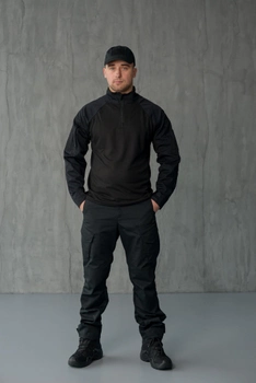 Мужской костюм 3в1 "Black" Rip-Stop / Форма убакс + штаны Kayman + бейсболка черный цвет с липучками под шевроны 48