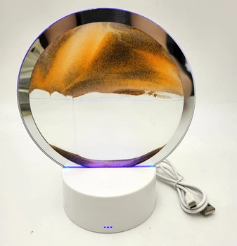 Настільна LED лампа нічник RGB пісочний годинник Картина рухомий пісок USB світильник UKC 3D Sandscape жовтий