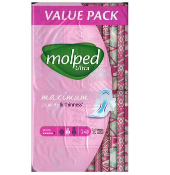 Прокладки гігієнічні Molped Ultra Long 5 крапель 14 шт