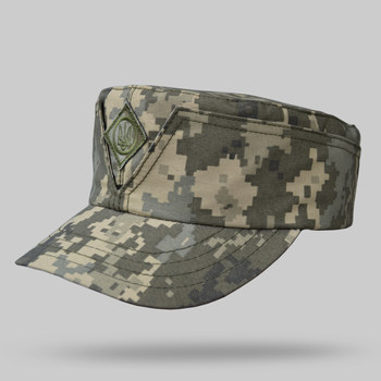 Кепка мазепинка піксель ЗСУ з кокардою, кепка армійська статутна, кепка ЗСУ 57
