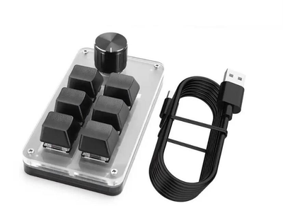 Механічна програмована міні клавіатура на 6 клавіш із регулятором + USB, чорна (78271518)