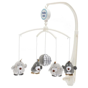 Мобиль музыкальный, механический Baby Mix Кроты Серый