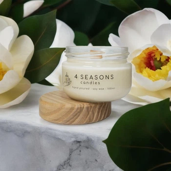 Соевая ароматическая свеча Honeysuckle Jasmine, 100 мл, хлопковый фитиль, ручная работа, 21ч