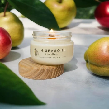Соевая ароматическая свеча Orchard Pear, 100 мл, хлопковый фитиль, ручная работа, 21ч