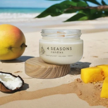 Соевая ароматическая свеча Mango and Coconut Milk, 100 мл, хлопковый фитиль, ручная работа, 21ч