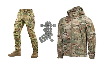 M-tac комплект куртка Shoft Shell тактична штани зі вставними наколінниками мультикам XS