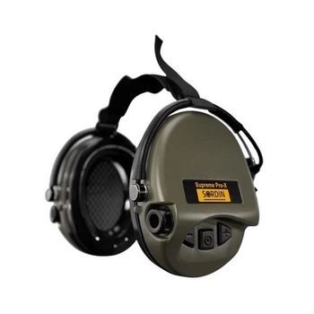 Активні навушники для стрільби Sordin Supreme Pro X Green із заднім тримачем під шолом