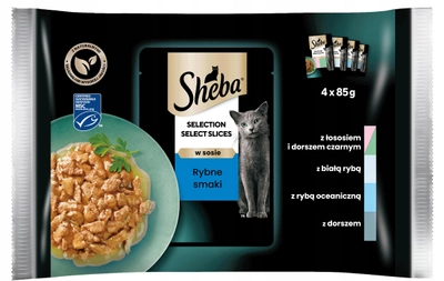 Вологий корм для котів Sheba Selection рибні смаки 4 х 85 г (4770608255725)
